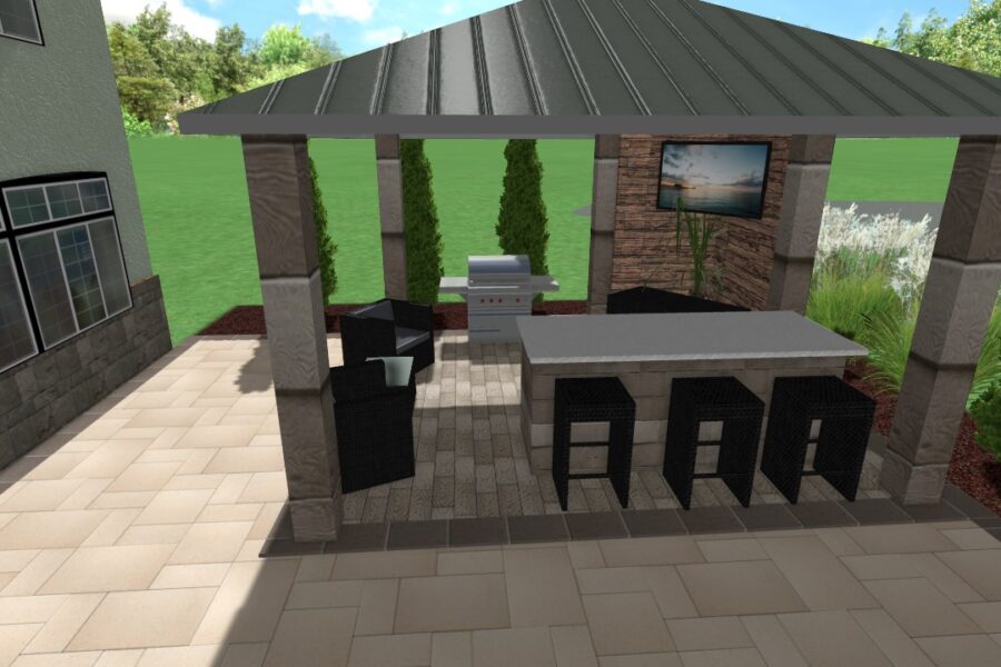 Sample outdoor kitchen under Structure